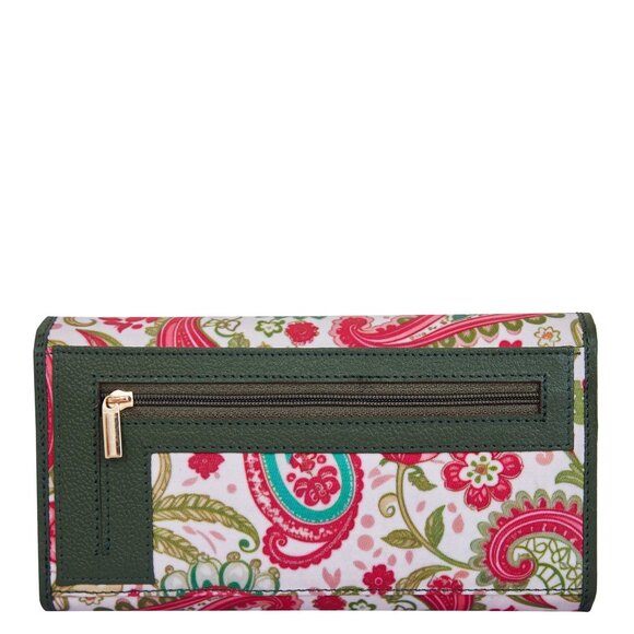 Paisley Printed Fabric Trifold Wallet & Card Holder – Women Organizer, ID Window - Picture 7 of 8